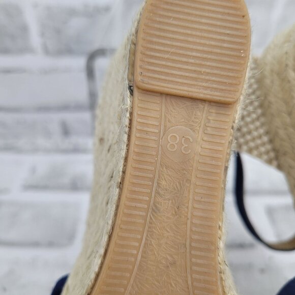 NWOB Paseart Navy Suede Closed Toe Espadrille Wedges Size 7.5 - Picture 8 of 8